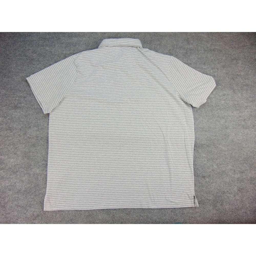 Polo Ralph Lauren Shirt Mens XXL Performance Gray White Striped Short Sleeve